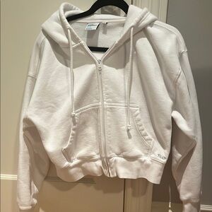 Aritzia White Zip-Up Hoodie